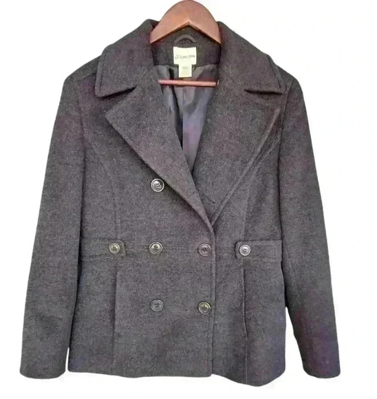 Wool/Cashmere Blend Double Breasted Peacoat - Picture 1 of 5